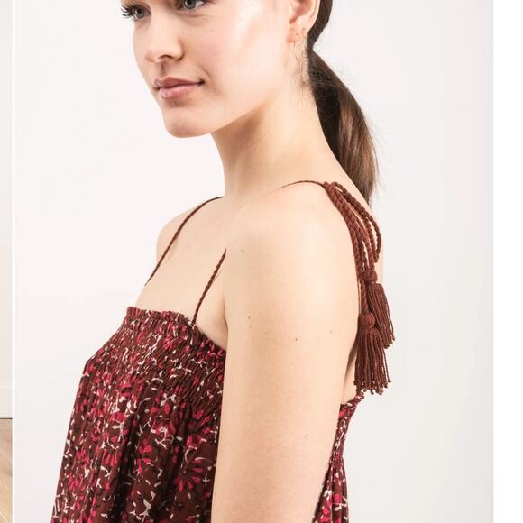 ULLA JOHNSON Eugenia Henna Tassel Cotton Midi Dress - Picture 5 of 12